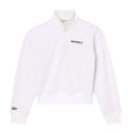 White - Front - Lacoste Womens-Ladies Quarter Zip Relaxed Fit Sweatshirt
