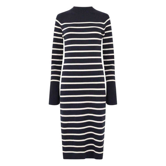 Moonless Night-Cream - Front - French Connection Womens-Ladies Milena Striped Crew Neck Bodycon Dress