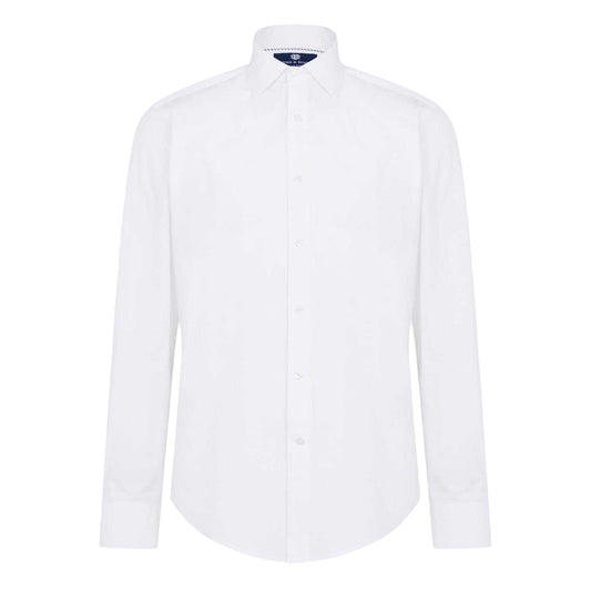 White - Front - Haines and Bonner Mens Poplin Collared Tailored Long-Sleeved Shirt