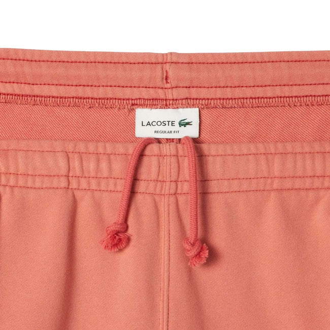 Pink - Back - Lacoste Mens Fleece Printed Washed Shorts
