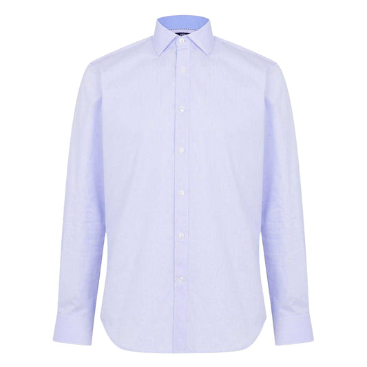 Blue - Front - Haines and Bonner Mens Poplin Tailored Long-Sleeved Formal Shirt