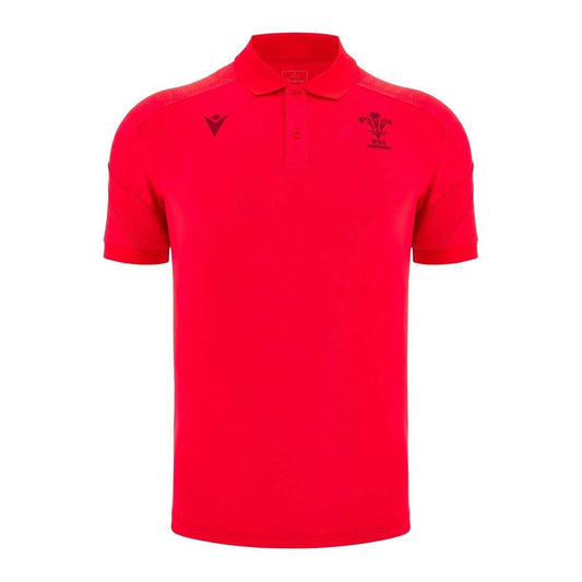 Red - Front - Wales RU Mens 2025 Travel Polo Shirt