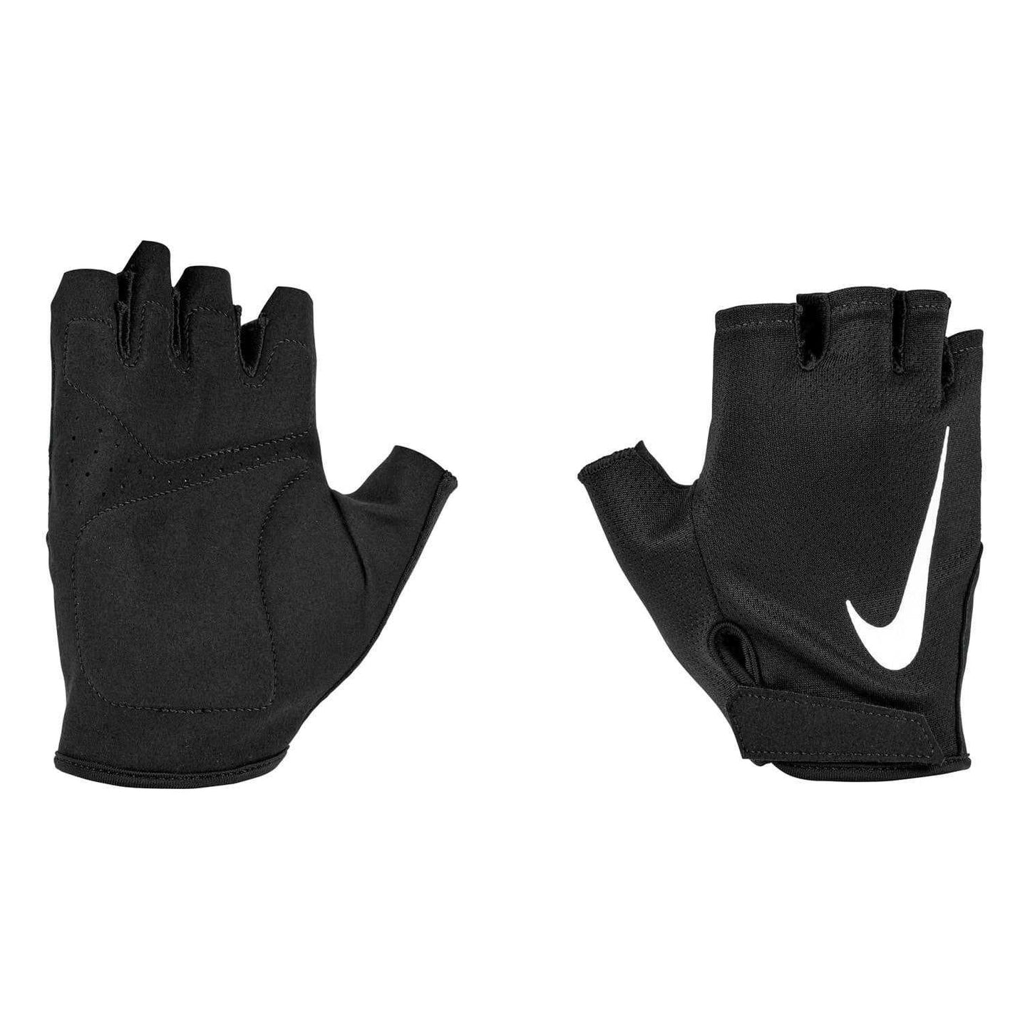 Black-White - Side - Nike Unisex Adult Essential Fingerless Swoosh Gym Fingerless Gloves