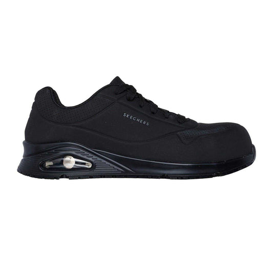 Black - Front - Skechers Mens Uno Doltin Steel Steel Toe Cap Wide Safety Shoes