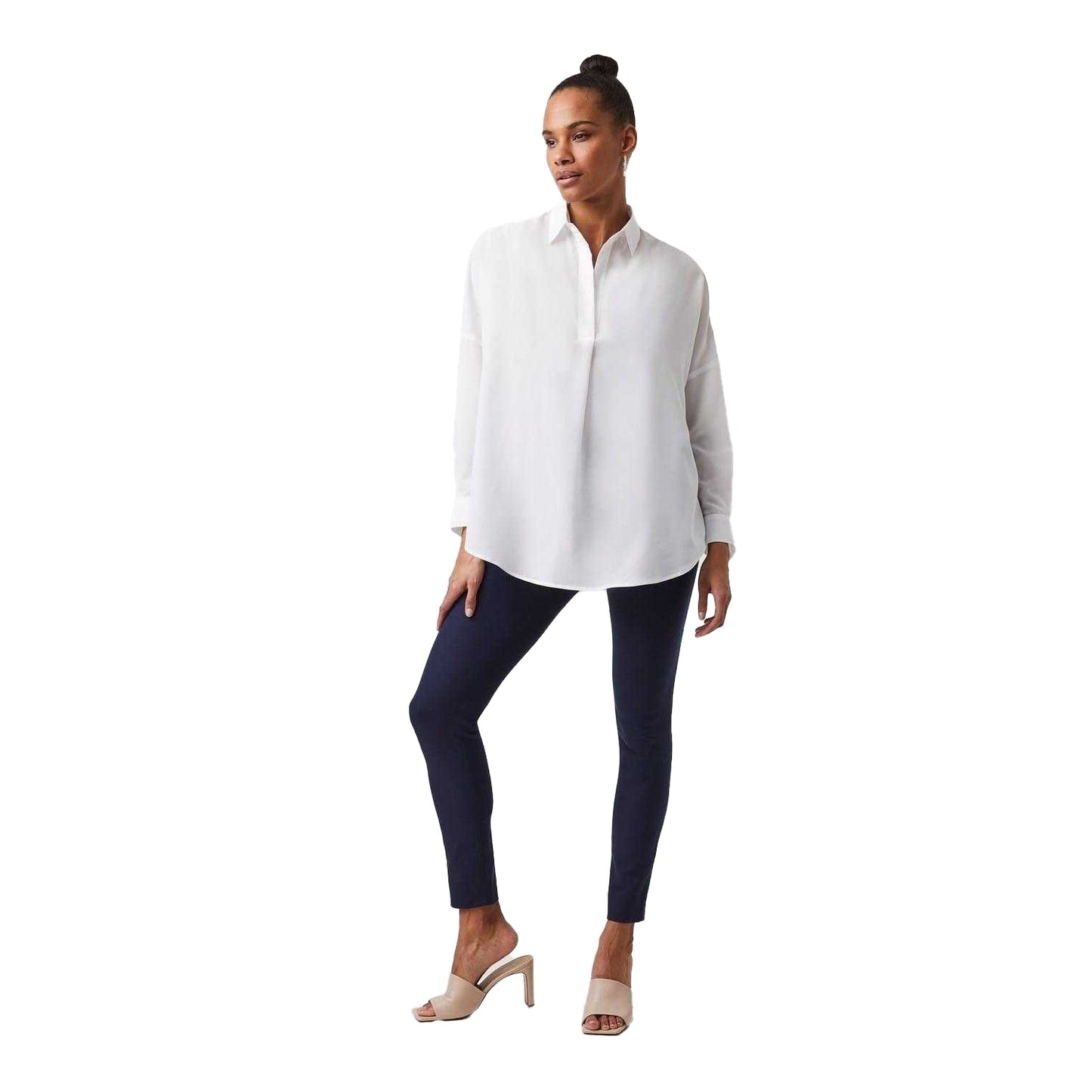 Winter White - Lifestyle - French Connection Womens-Ladies Popover Crepe Recycled Shirt