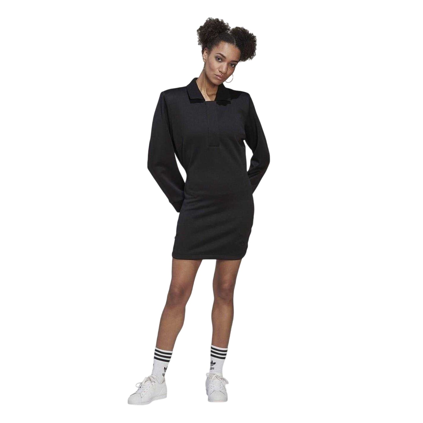 Black - Side - Adidas Womens-Ladies Spacer Polo Shirt Dress