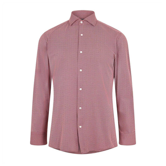 Brown - Front - Boss Mens Geometric Oxford Spread Collar Long-Sleeved Formal Shirt
