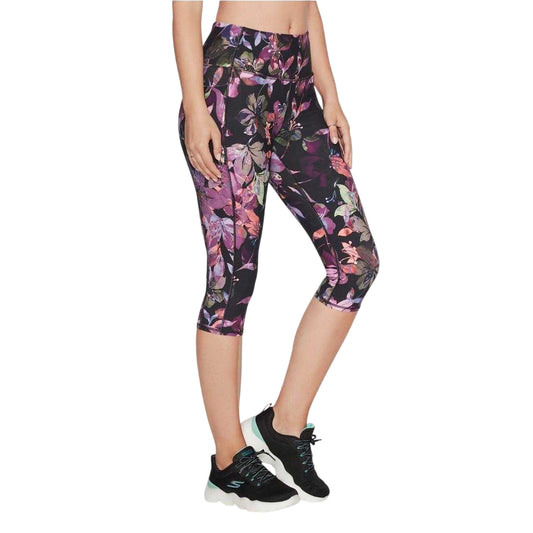 Black - Front - Skechers Womens-Ladies Go Flex Floral High Rise Workout Leggings