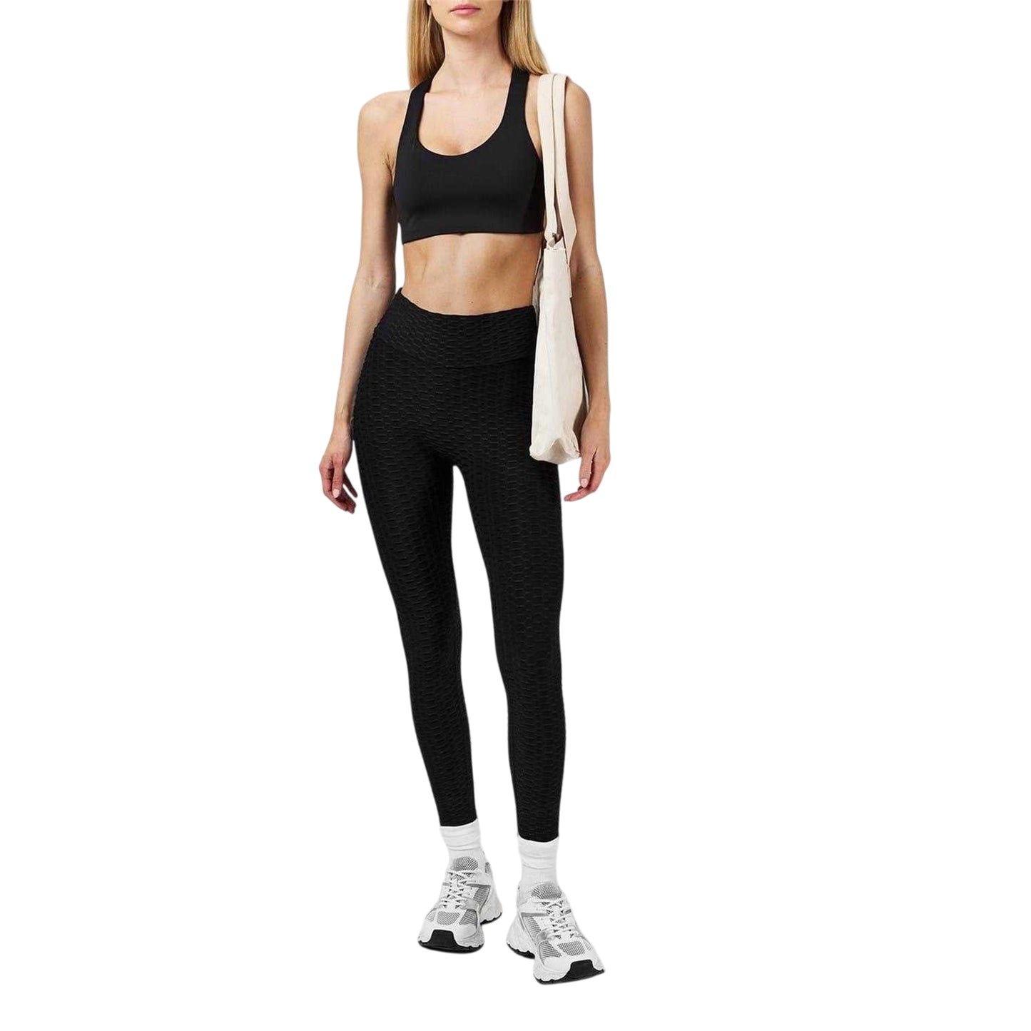 Black - Lifestyle - Miso Womens-Ladies Honeycomb Leggings
