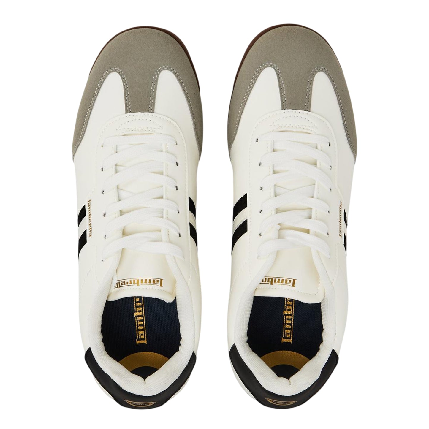 White-Black - Lifestyle - Lambretta Mens Tackle Lace Up Trainers