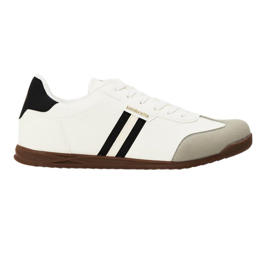 White-Black - Front - Lambretta Mens Tackle Lace Up Trainers