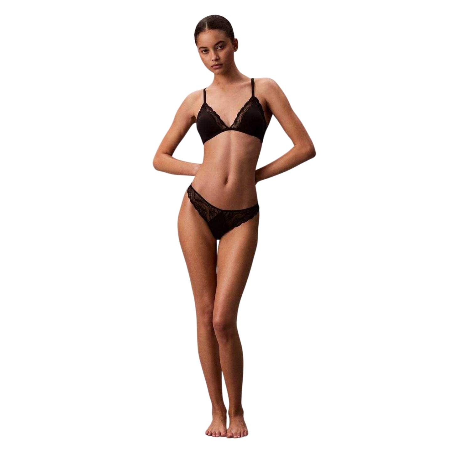 Black - Side - Calvin Klein Womens-Ladies Abstract Lace Thong