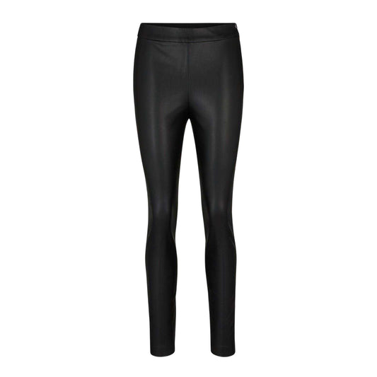 Black - Front - Boss Womens-Ladies Taslimah Wet Look Skinny Trousers