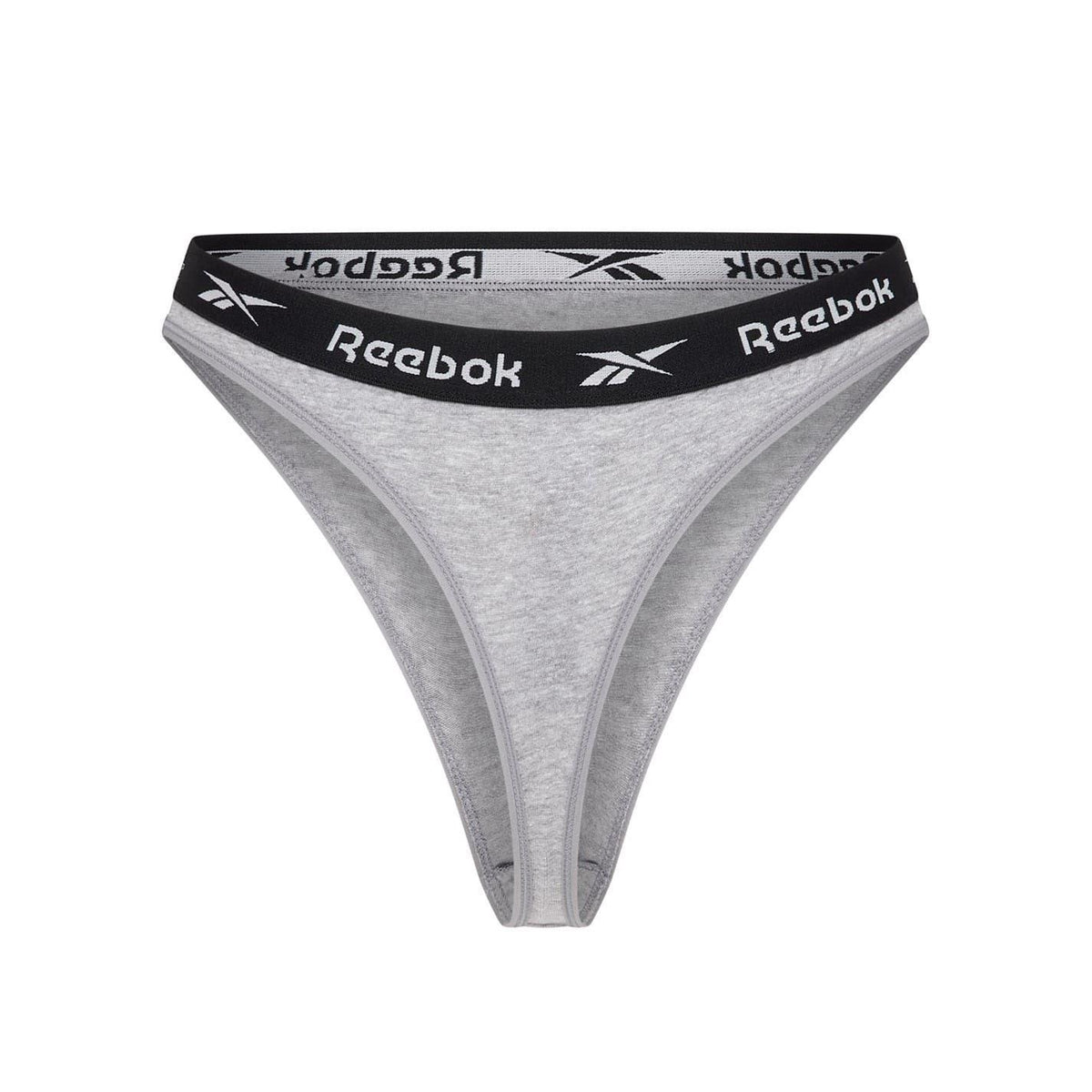 Black-White-Grey - Pack Shot - Reebok Womens-Ladies Logo Thong