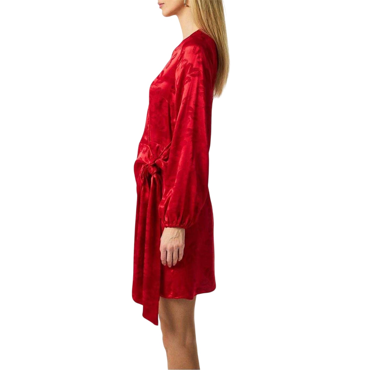 Red - Side - Never Fully Dressed Womens-Ladies Vienna Lips Long-Sleeved Mini Dress