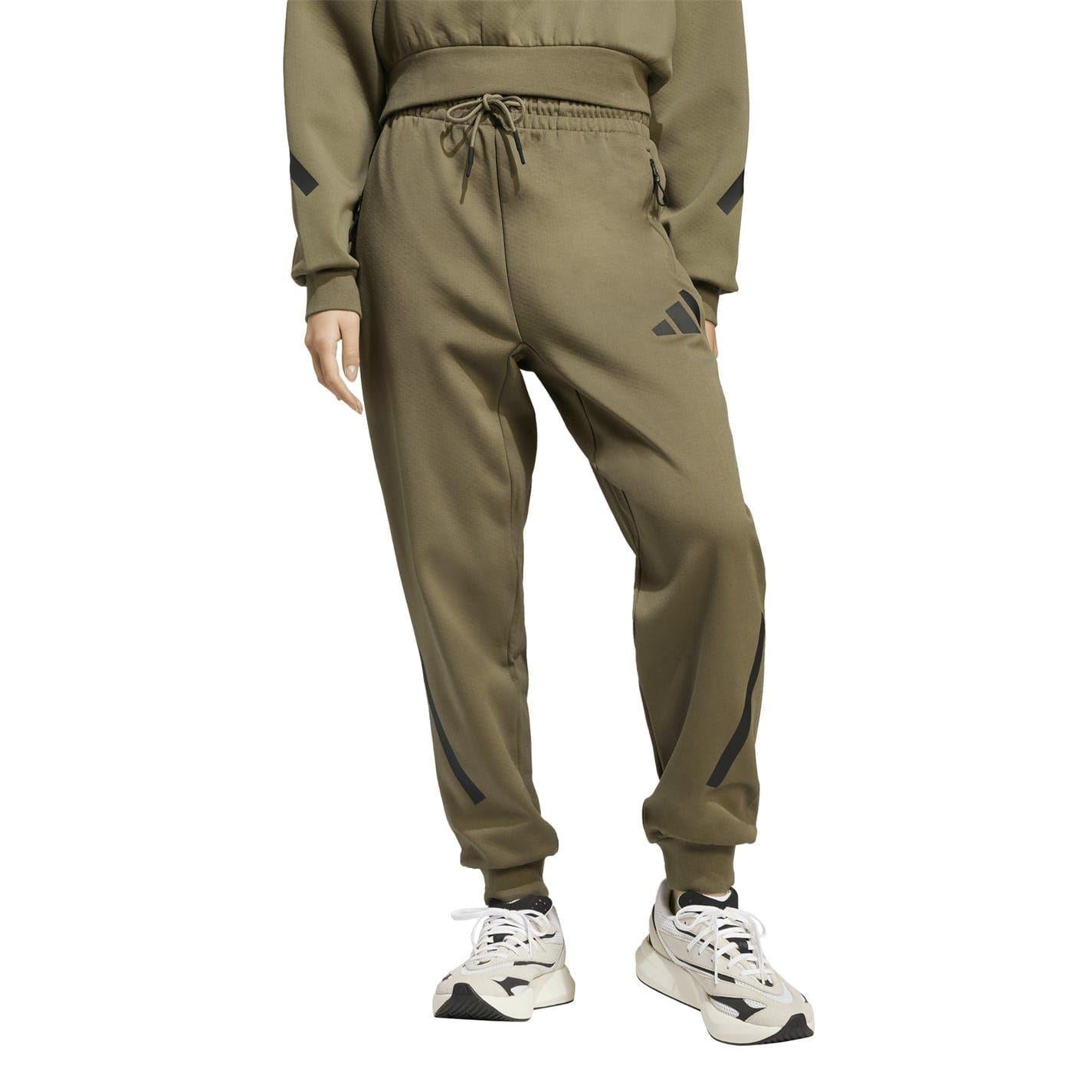 Olive Strata - Pack Shot - Adidas Womens-Ladies Z.N.E. Jogging Bottoms
