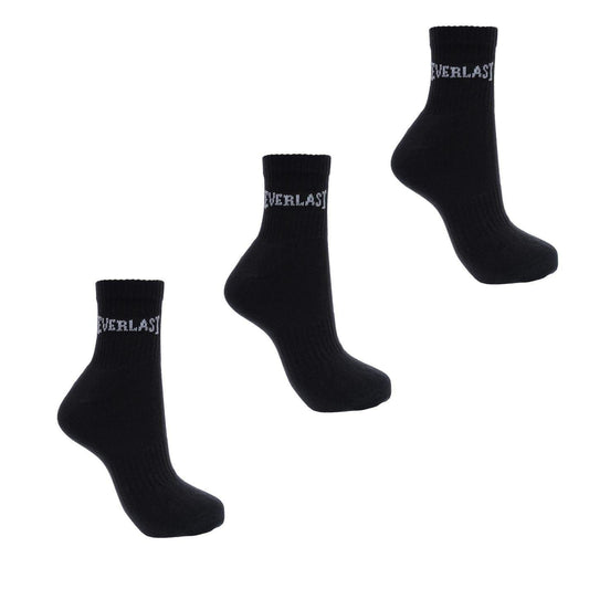 Black - Front - Everlast Mens Logo Quarter Socks (Pack of 3)