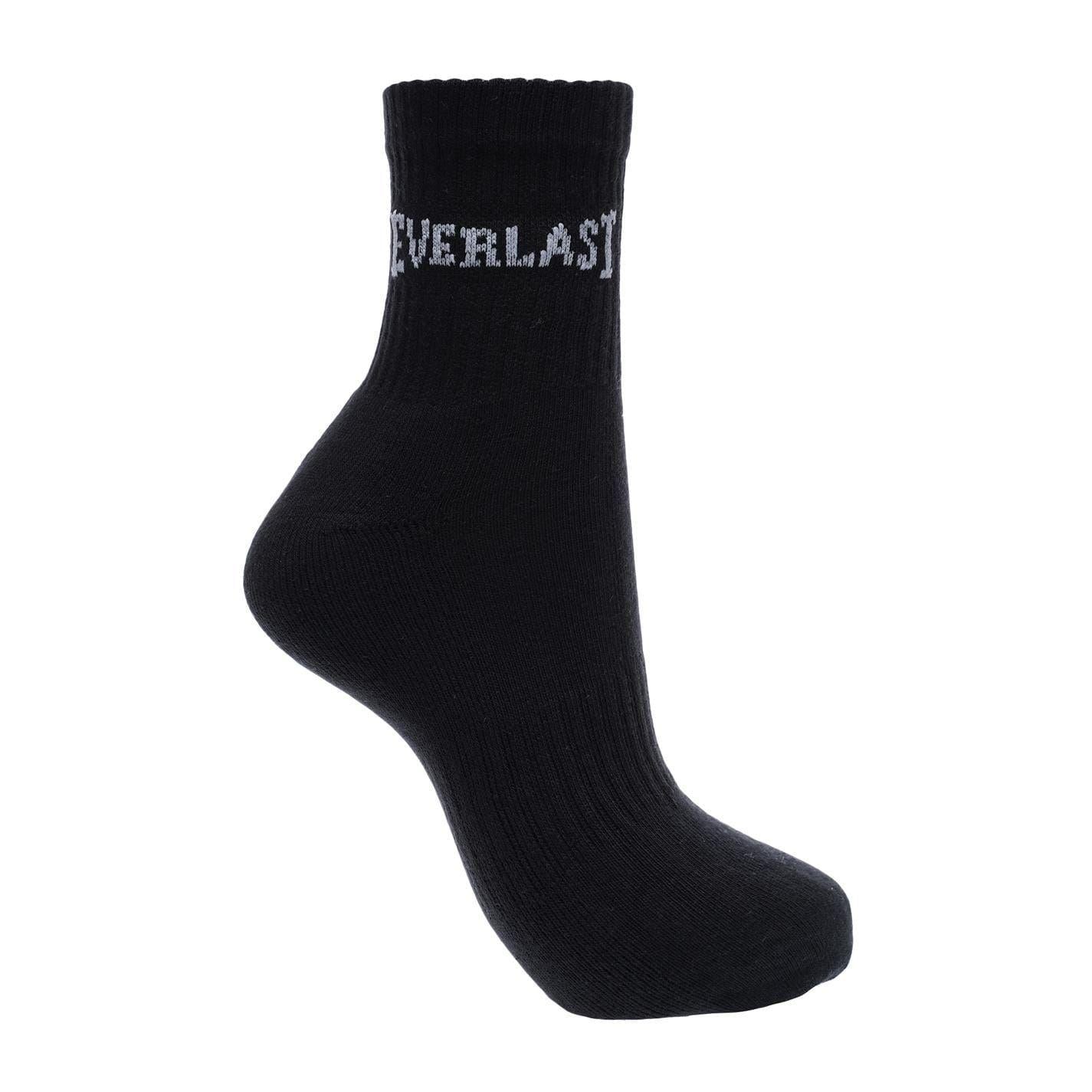 Black - Back - Everlast Mens Logo Quarter Socks (Pack of 3)
