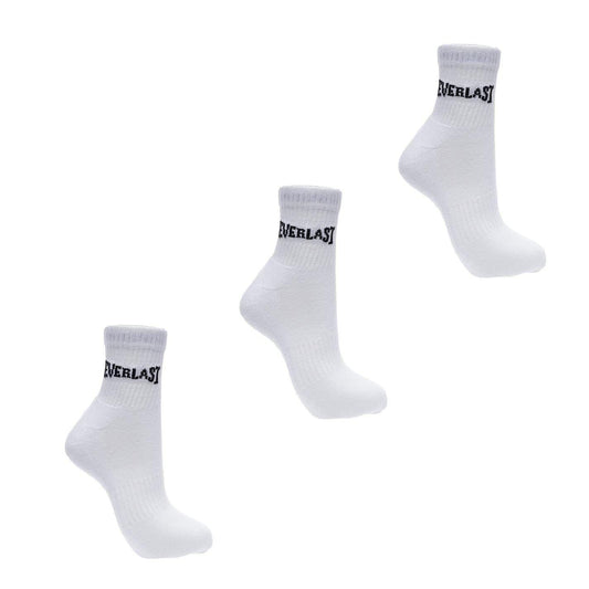 White - Front - Everlast Mens Logo Quarter Socks (Pack of 3)