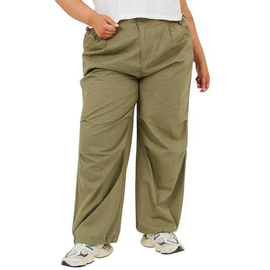 Khaki Green - Front - Brave Soul Womens-Ladies Plus Cargo Trousers