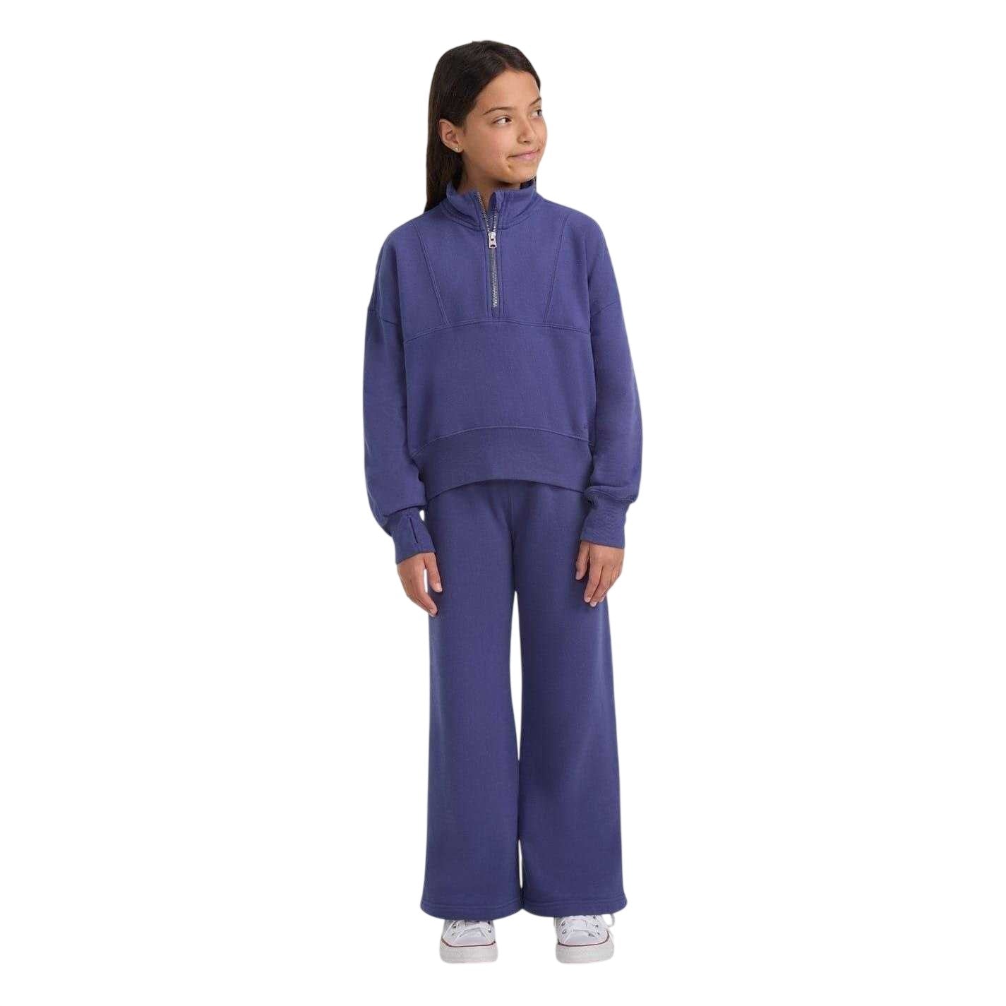 Blue - Side - Abercrombie & Fitch Childrens-Kids Essential Fleece Sweatshirt
