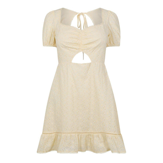 Buttercream - Front - Jack Wills Womens-Ladies Balloon Sleeve Mini Dress