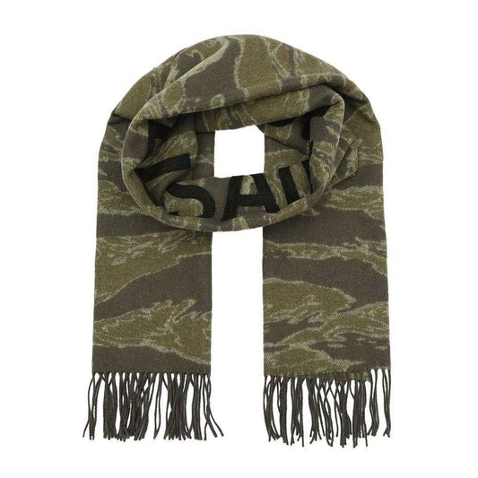 Olive - Front - AllSaints Nova Camo Logo Scarf