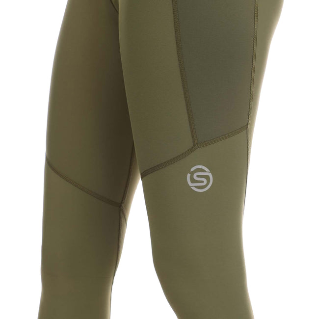Khaki Green - Side - Skins Womens-Ladies Series-3 Thermal Long Leggings