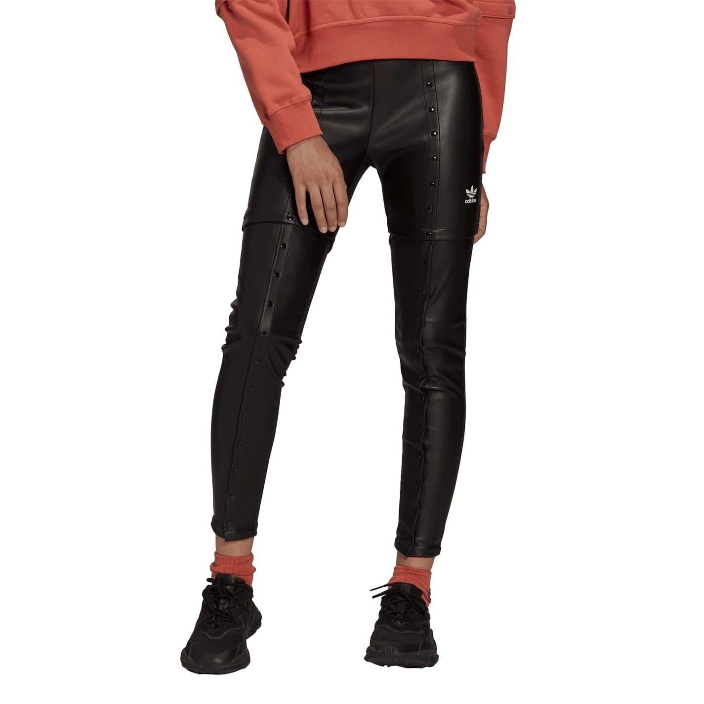 Black - Pack Shot - Adidas Womens-Ladies Originals Faux Leather Detachable Trousers