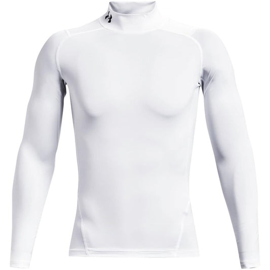 White - Front - Under Armour Mens HeatGear Mock Neck Raglan Long-Sleeved Base Layer Top