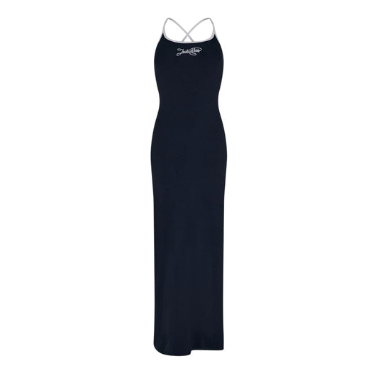 Navy-White - Front - Jack Wills Womens-Ladies Halter Neck Maxi Dress