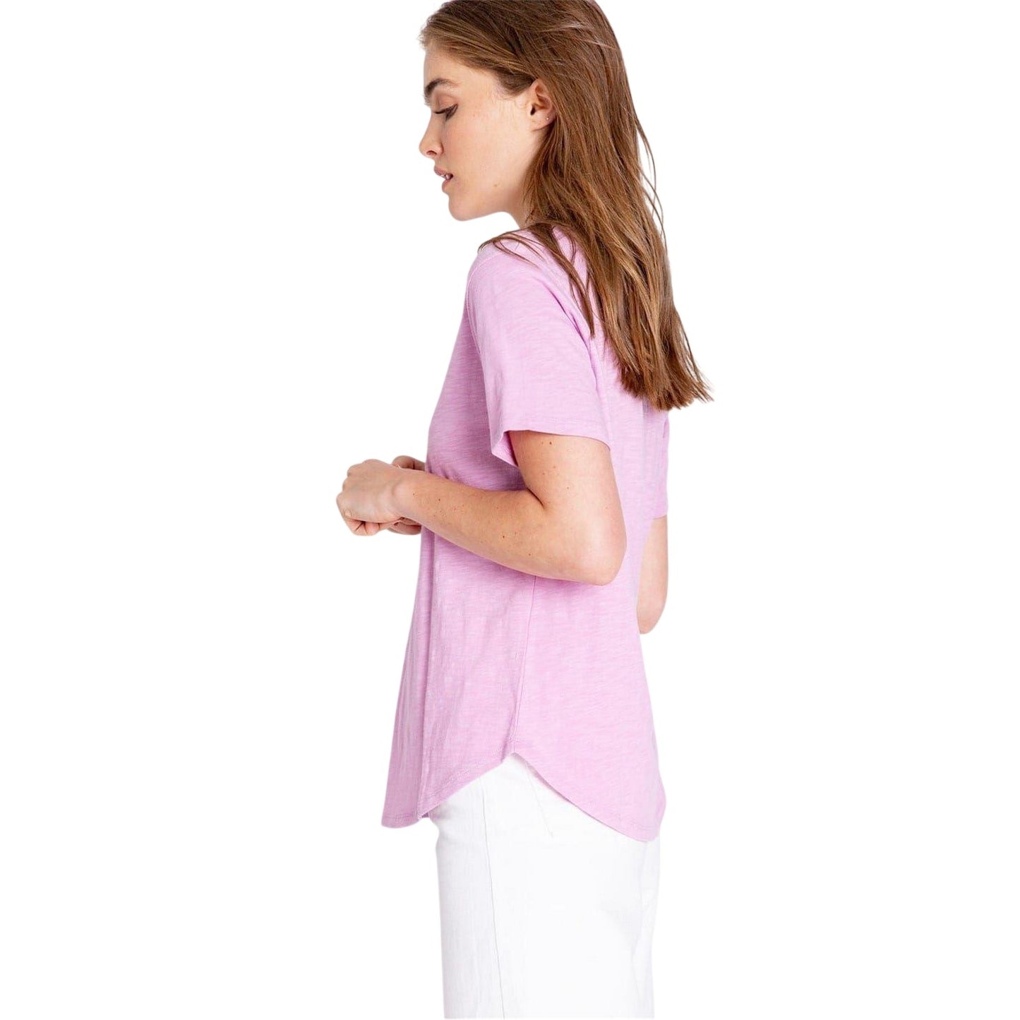 Lilac - Pack Shot - PJ Salvage Womens-Ladies Slub V Neck Short-Sleeved T-Shirt