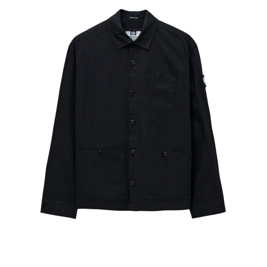 Black - Front - Weekend Offender Mens Baker Cotton Overshirt