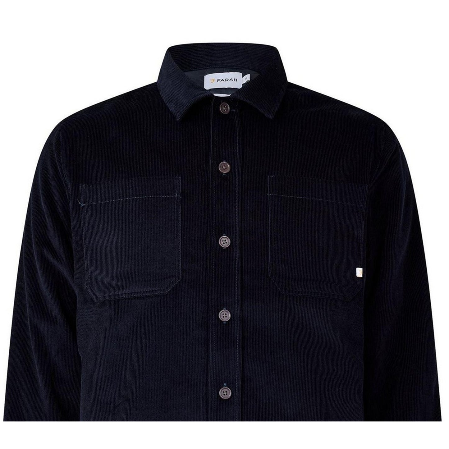 Navy - Side - Farah Mens Corduroy Overshirt