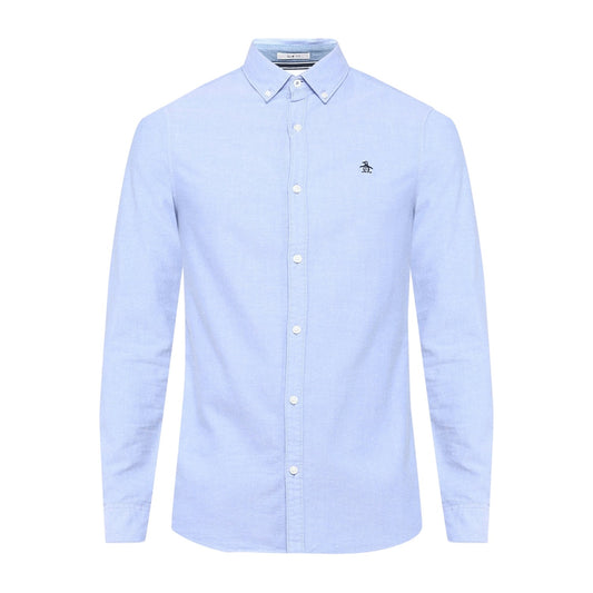 Amparo Blue - Front - Original Penguin Mens Sticker Pete EcoVero Long-Sleeved Shirt