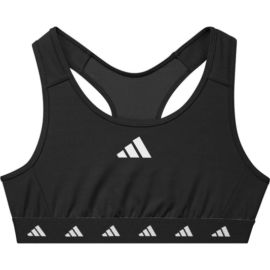Black-White - Front - Adidas Girls Techfit Sports Bra