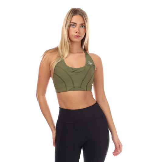 Khaki Green - Front - Skins Womens-Ladies Series-3 Hi-Impact Sports Bra