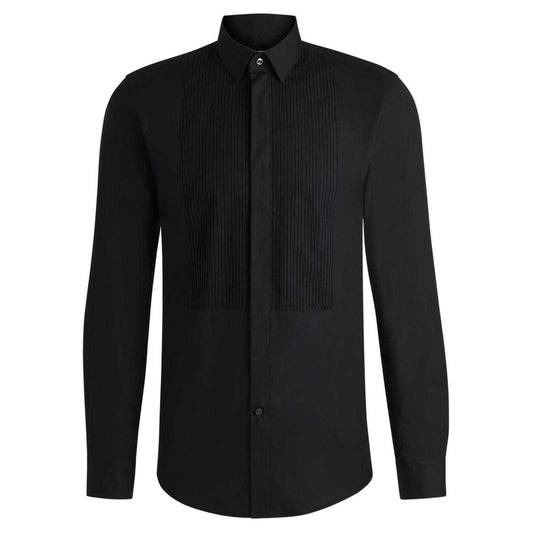 Black - Front - Boss Mens Pleated Shirt