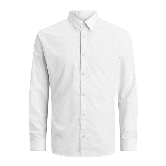 White - Front - Jack And Jones Mens Joe Poplin Slim Long-Sleeved Formal Shirt