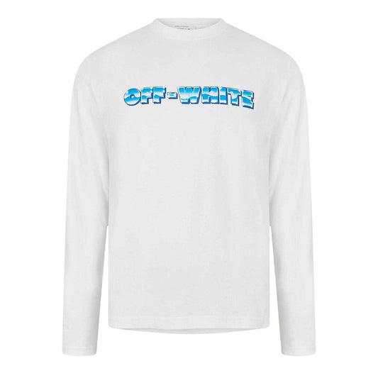 White - Front - Off White Mens Logo Long-Sleeved T-Shirt