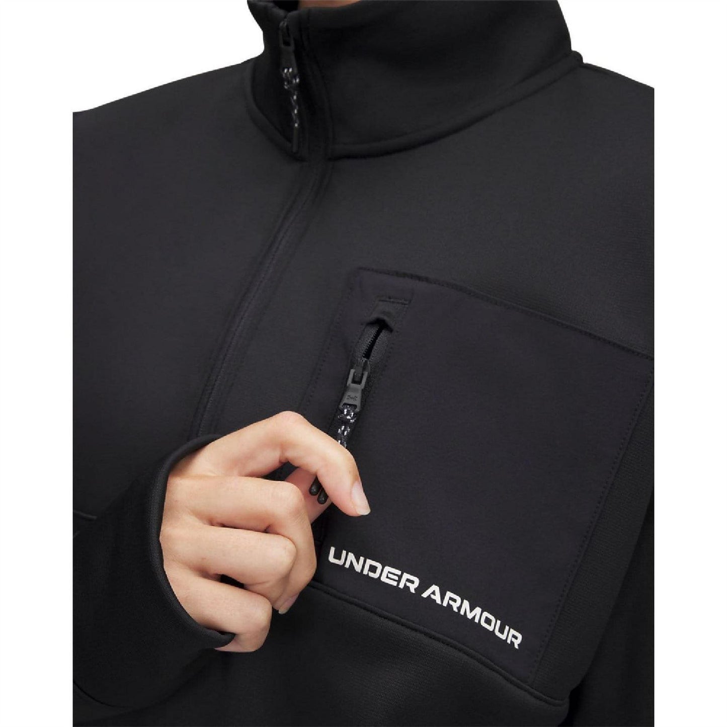 Black - Side - Under Armour Womens-Ladies Half Zip Track Top