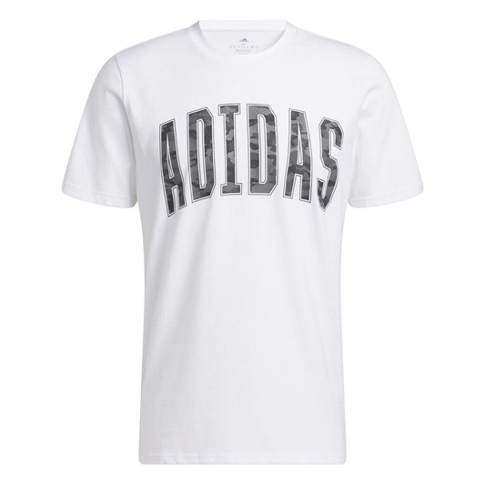 White - Front - Adidas Mens Camo Cotton Regular T-Shirt