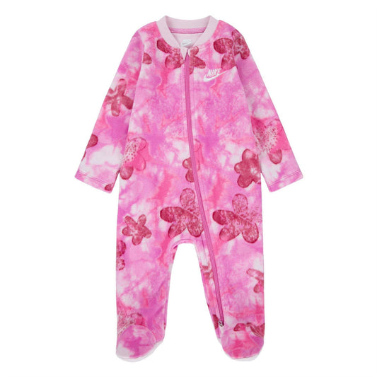 Mineral - Front - Nike Baby Club Sci-Dye Long-Sleeved Sleepsuit