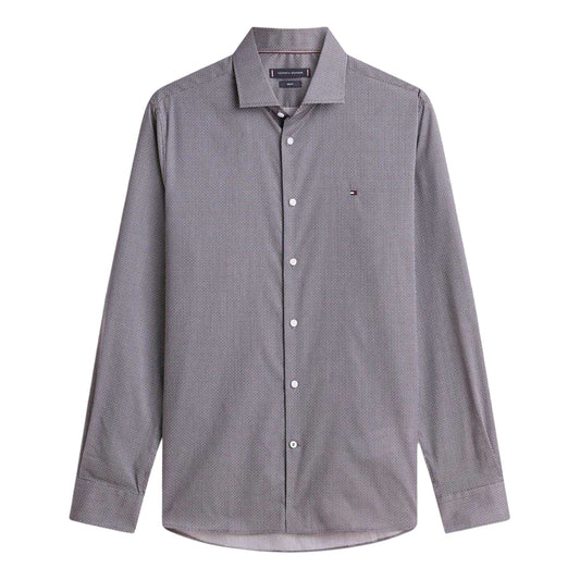 Grey - Front - Tommy Hilfiger Mens Microprint Long-Sleeved Shirt