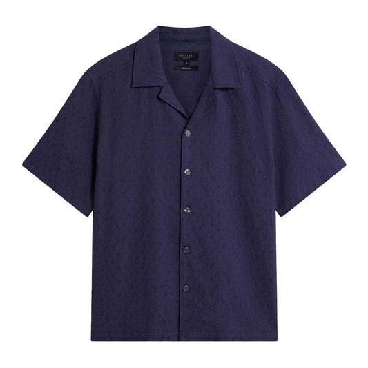 Navy - Front - Ted Baker Mens Patterned Relaxed Fit Shirt