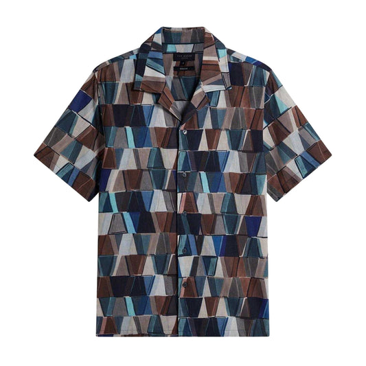 Multicoloured - Front - Ted Baker Mens Geometric Linen Regular Shirt