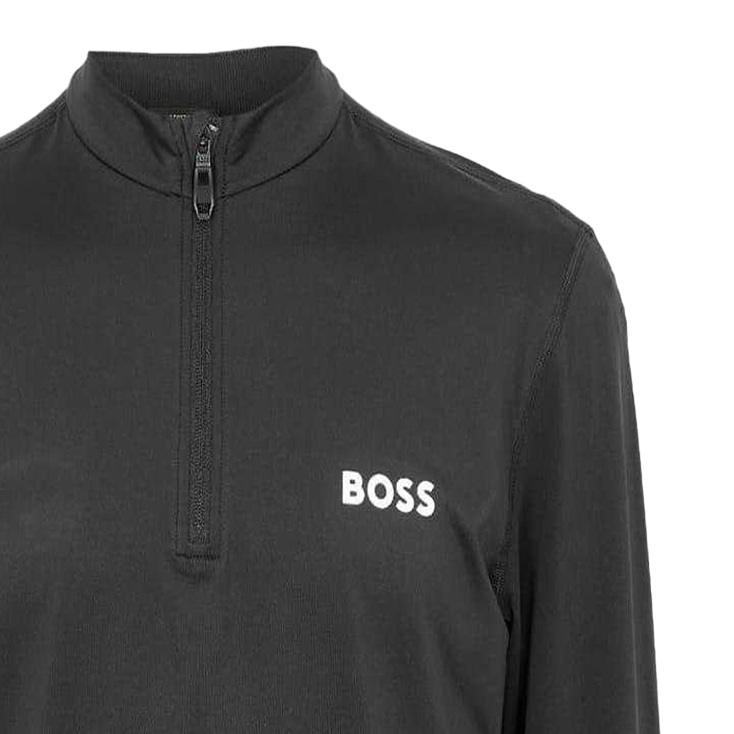 Black - Side - Boss Mens Performance Quarter Zip Long-Sleeved Top
