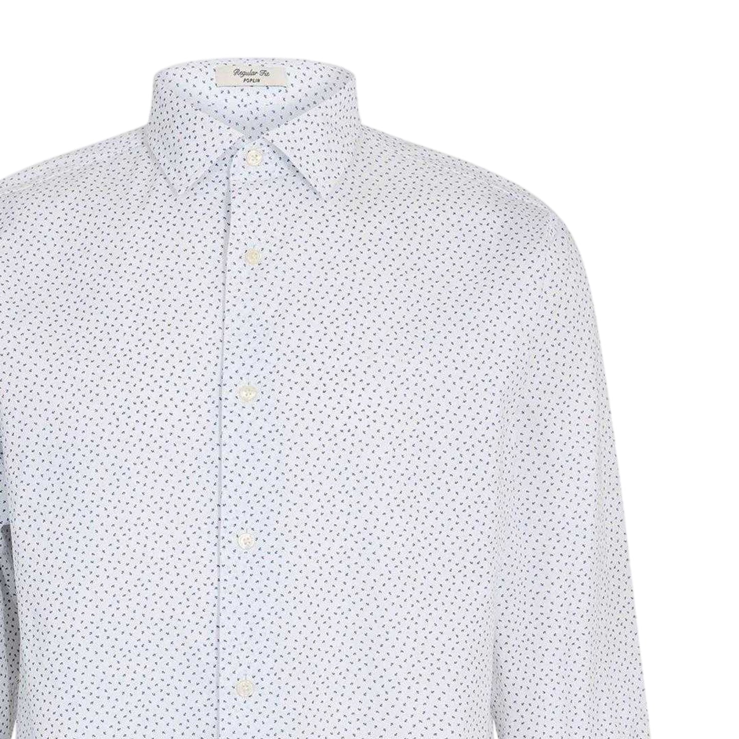 White - Side - Gant Mens All-Over Print Poplin Long-Sleeved Shirt