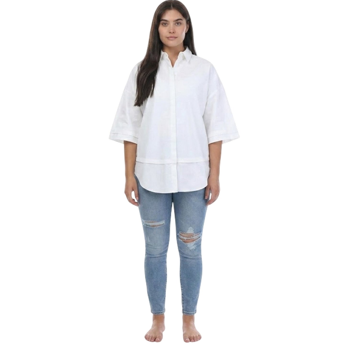 White - Lifestyle - Ted Baker Womens-Ladies Orlanda Oversized 3-4 Sleeve Shirt
