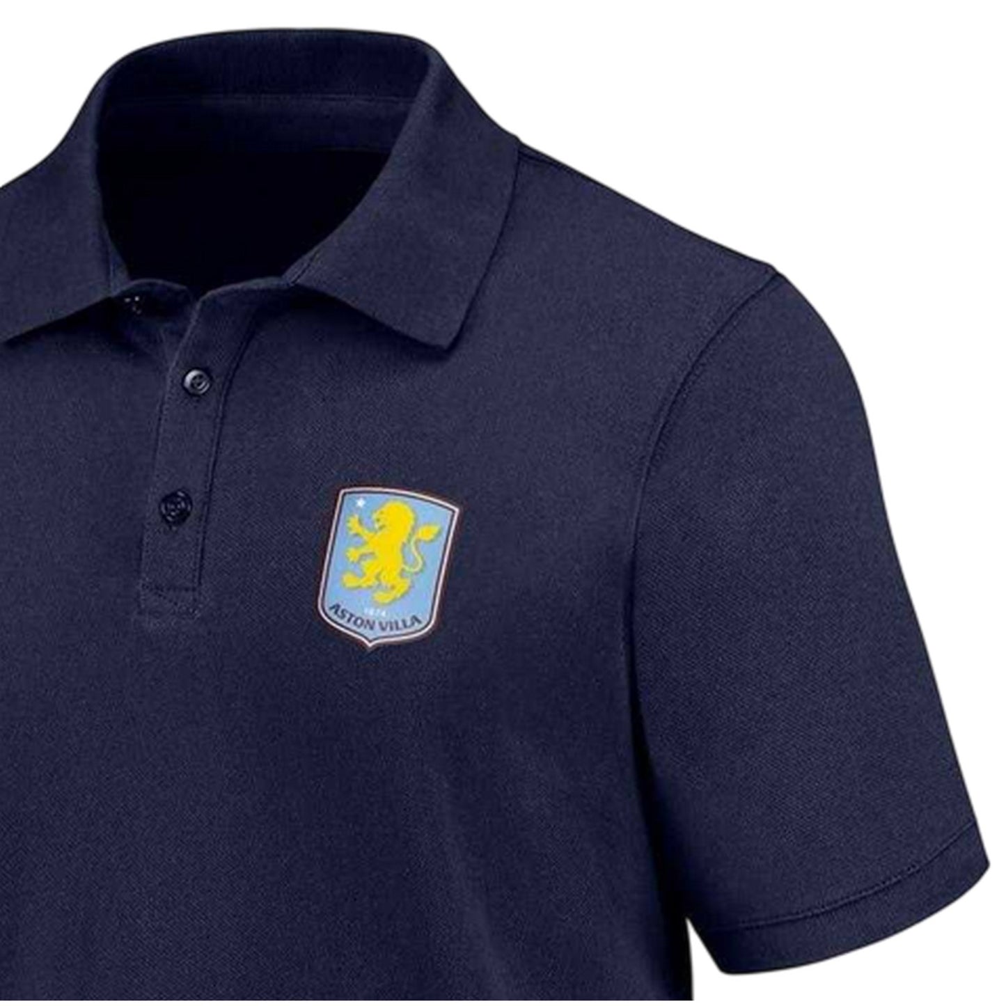 Navy - Side - Aston Villa FC Mens Crest Polo Shirt